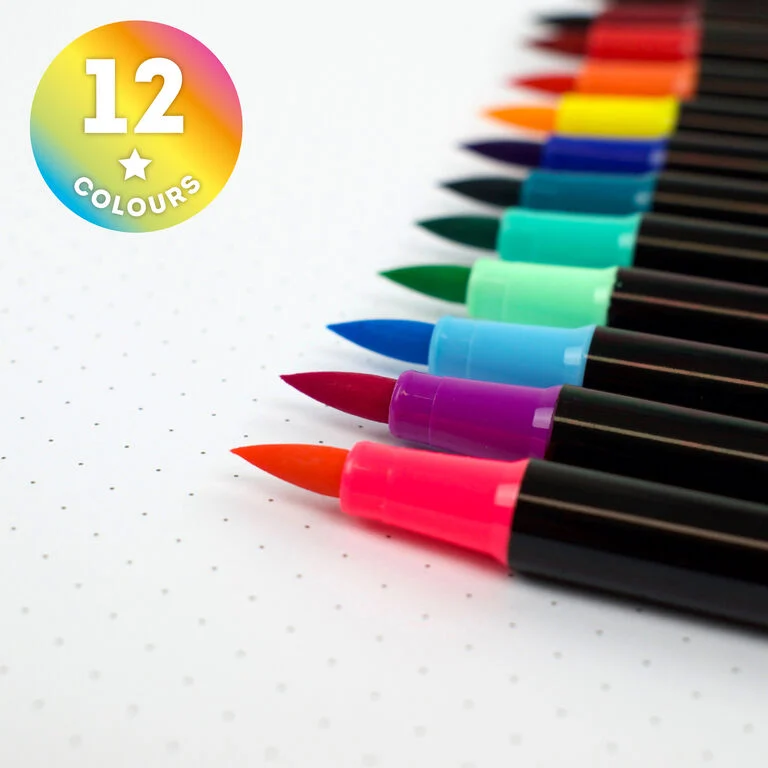 Set di 12 Pennarelli con Punta Pennello Bright Colours - Brush Markers - immagine 2