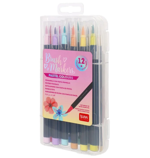 Set di 12 Pennarelli con Punta Pennello Pastel Colours - Brush Markers