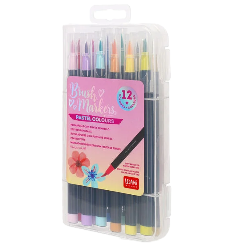 Set di 12 Pennarelli con Punta Pennello Pastel Colours - Brush Markers