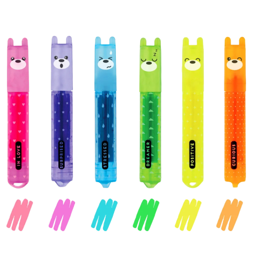 Set di 6 Mini Evidenziatori - Teddy's Mood