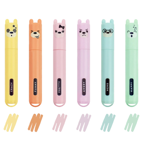 Set di 6 Mini Evidenziatori Pastello - Teddy's Style