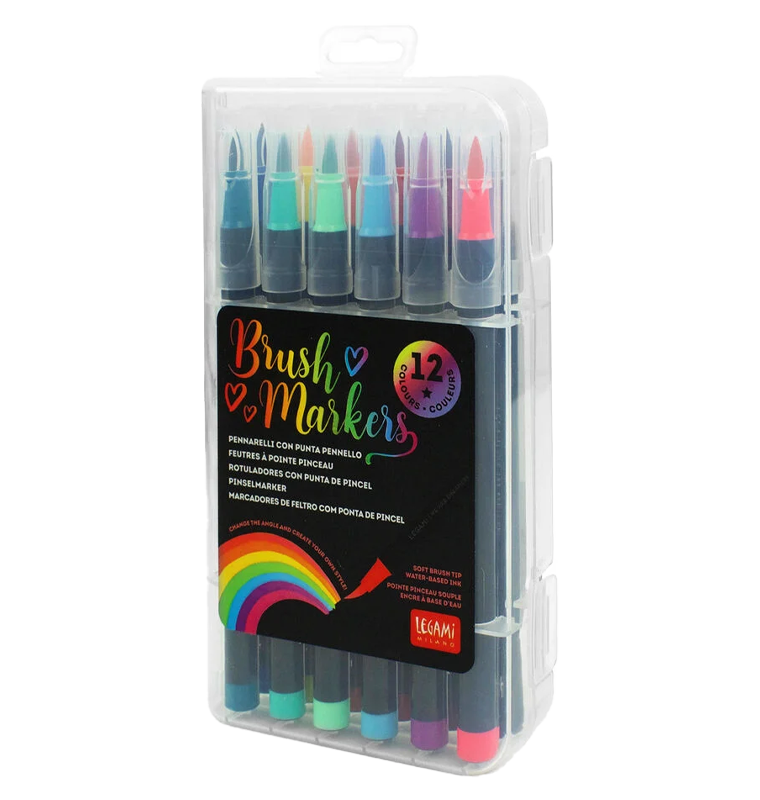 Set di 12 Pennarelli con Punta Pennello Bright Colours - Brush Markers